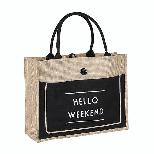 Hello Weekend Pattern Beach Shopping Bag