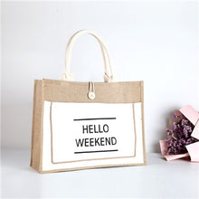 Load image into Gallery viewer, Hello Weekend Pattern Beach Shopping Bag